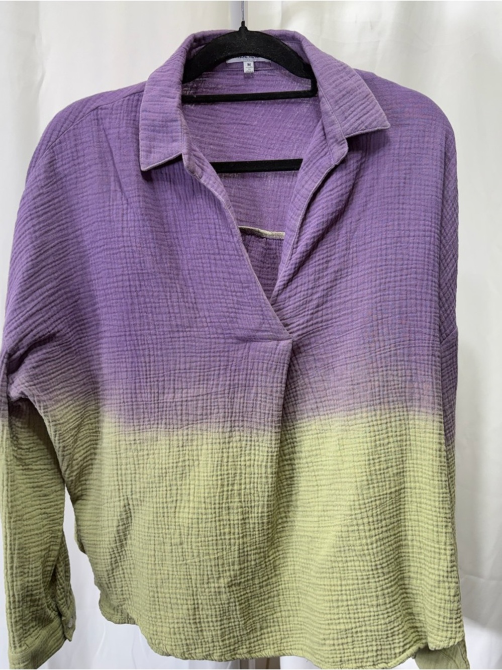 white birch Purple and Cream Ombre Gauze Button-Down Top 2360